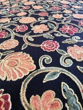 Kashmiri Hand Embroidered Aari Pashmina Shawl Wrap Floral Vine Black, Gold 84x29
